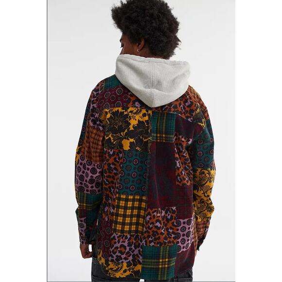 Urban Outfitters Men's Hooded Patterned Corduroy Overshirt Multicolor Size M - Picture 3 of 9